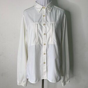 Exofficio Women's White Long Sleeve Button Front Shirt Outdoors Size Large